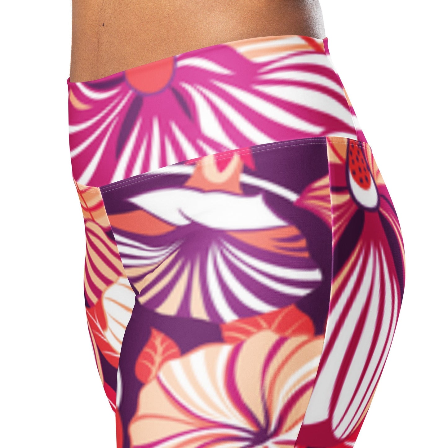 Chainaxe Bold Tropical Floral Print Flare Leggings